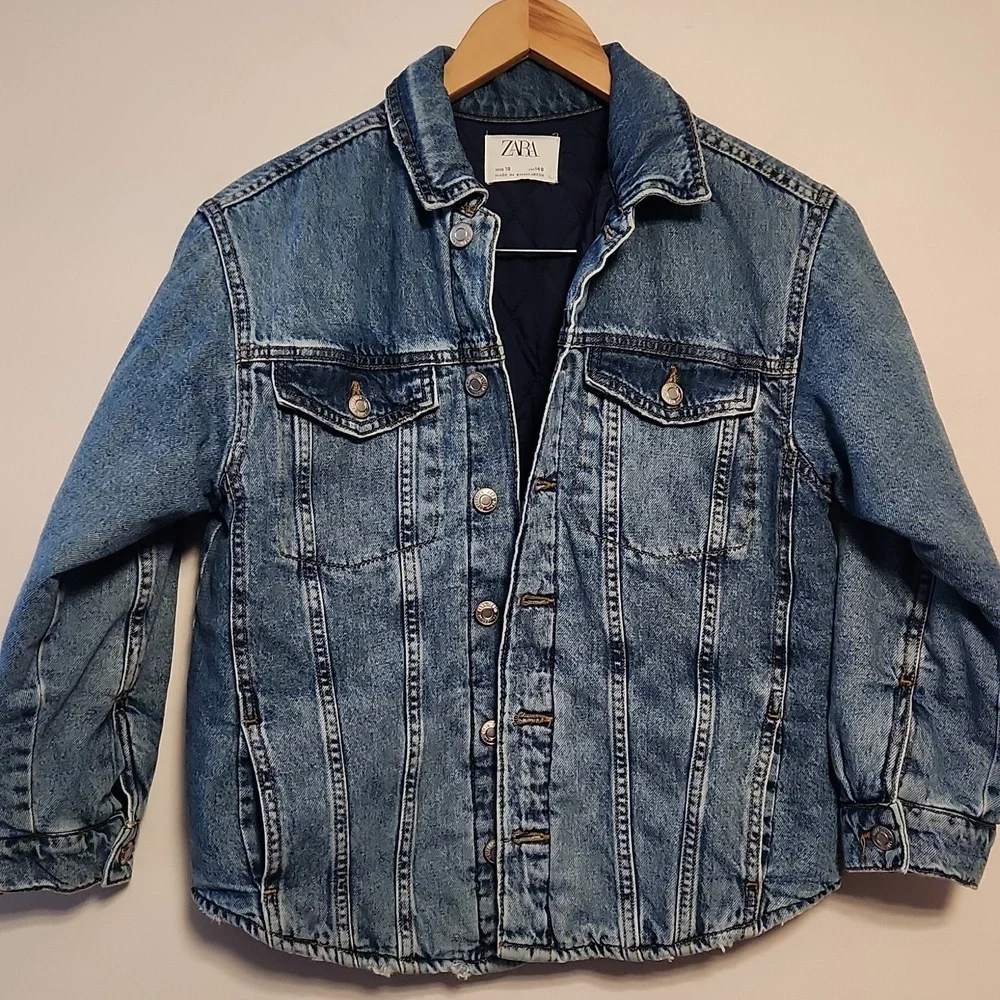 Zara boys denim button-up insulated jacket sz 10